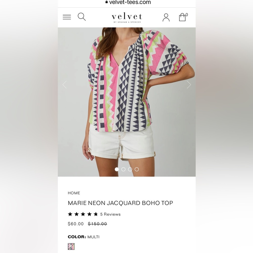 Marie Neon Jaquard Top from Velvet